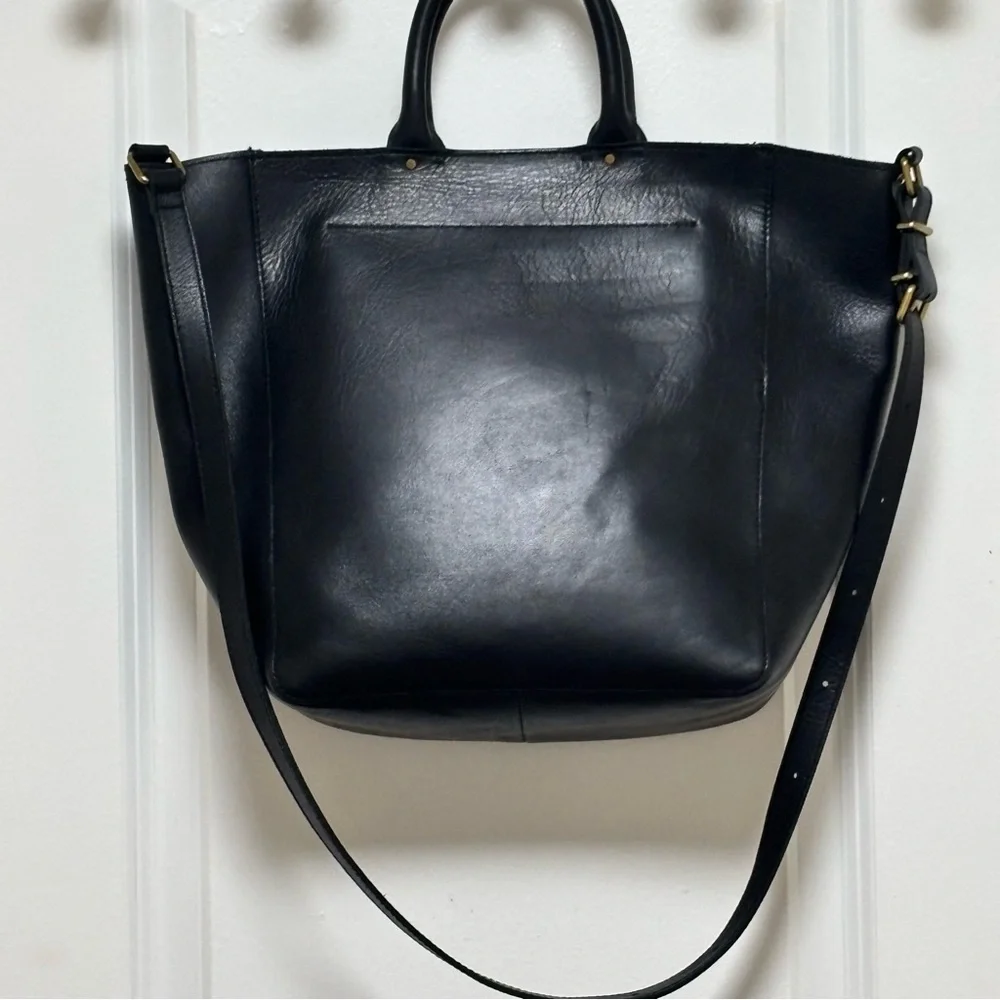Madewell Abroad Black Leather Crossbody Tote Bag - Picture 7 of 15